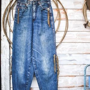 Vintage High-Waisted Fringe Jeans